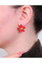 Heliophilia Silver Pendientes de Piedra Zirconia Roja